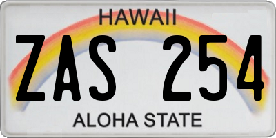 HI license plate ZAS254