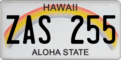 HI license plate ZAS255
