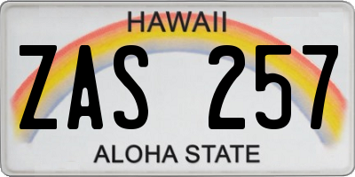 HI license plate ZAS257