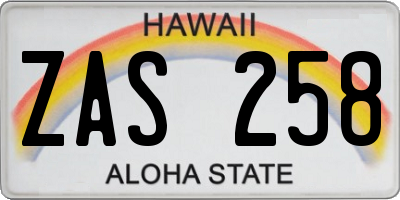 HI license plate ZAS258