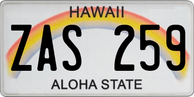 HI license plate ZAS259