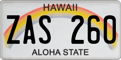 HI license plate ZAS260