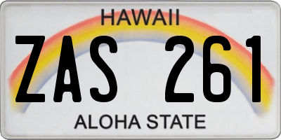 HI license plate ZAS261