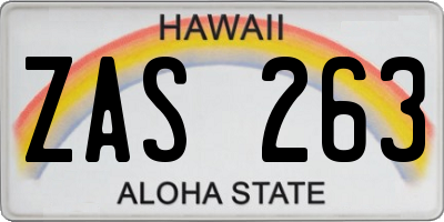 HI license plate ZAS263
