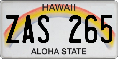 HI license plate ZAS265