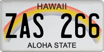 HI license plate ZAS266