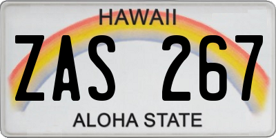 HI license plate ZAS267