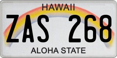 HI license plate ZAS268