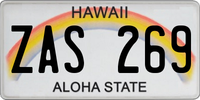 HI license plate ZAS269
