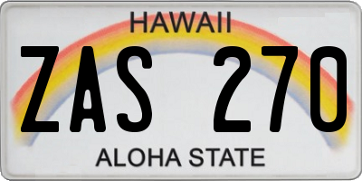 HI license plate ZAS270