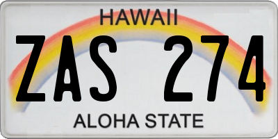 HI license plate ZAS274