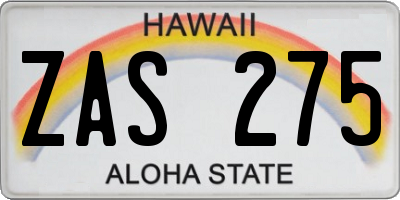 HI license plate ZAS275