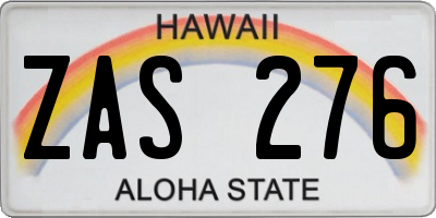 HI license plate ZAS276