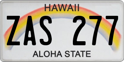 HI license plate ZAS277