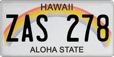 HI license plate ZAS278
