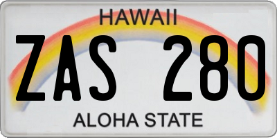 HI license plate ZAS280