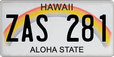 HI license plate ZAS281