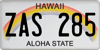 HI license plate ZAS285