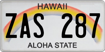 HI license plate ZAS287