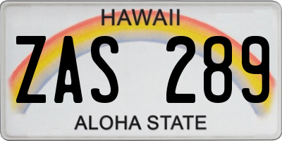 HI license plate ZAS289