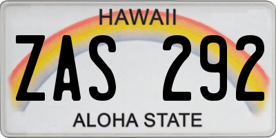 HI license plate ZAS292