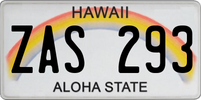 HI license plate ZAS293