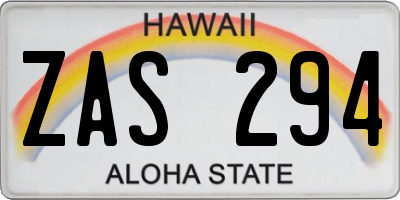 HI license plate ZAS294