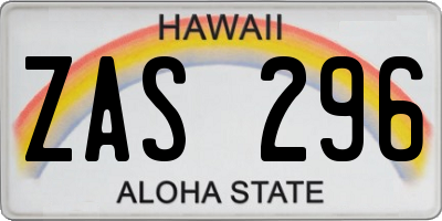 HI license plate ZAS296