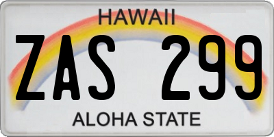 HI license plate ZAS299