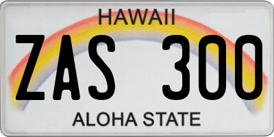 HI license plate ZAS300