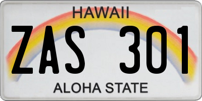 HI license plate ZAS301