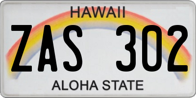 HI license plate ZAS302