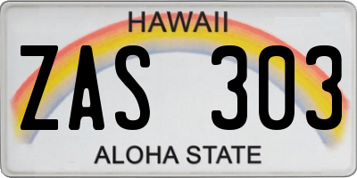 HI license plate ZAS303