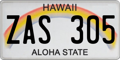 HI license plate ZAS305