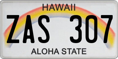 HI license plate ZAS307