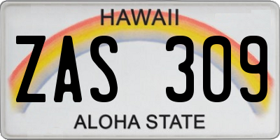 HI license plate ZAS309