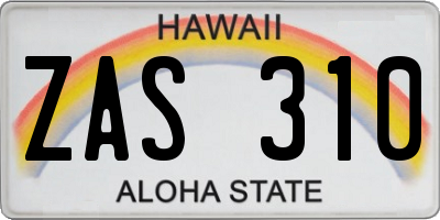 HI license plate ZAS310