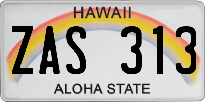 HI license plate ZAS313
