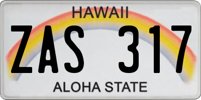 HI license plate ZAS317