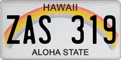 HI license plate ZAS319