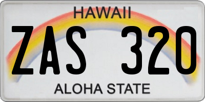 HI license plate ZAS320
