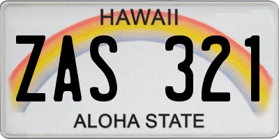 HI license plate ZAS321