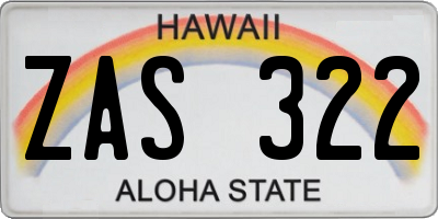 HI license plate ZAS322