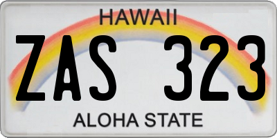 HI license plate ZAS323