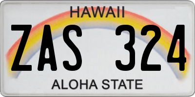 HI license plate ZAS324