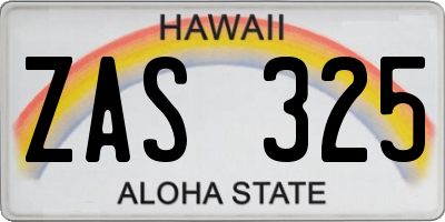 HI license plate ZAS325
