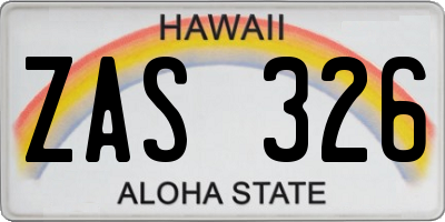HI license plate ZAS326