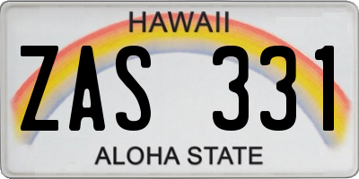 HI license plate ZAS331