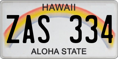 HI license plate ZAS334