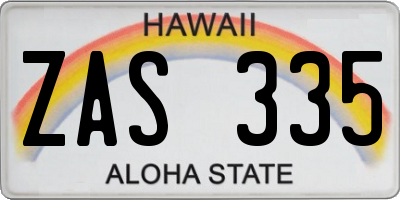 HI license plate ZAS335